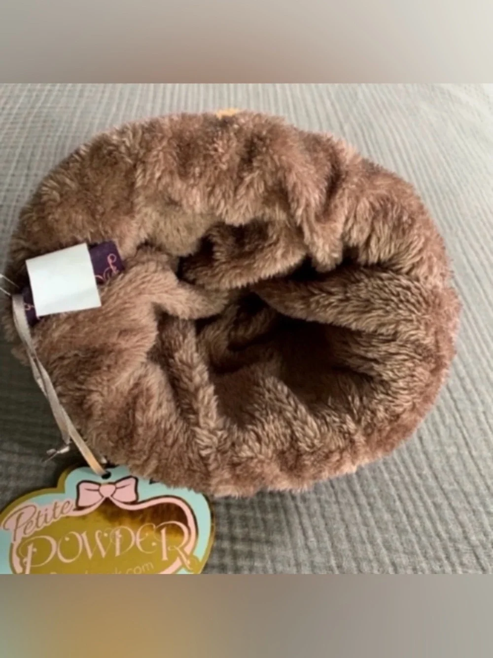 NWT Kids Purple Fox Pom-Pom Knitted Faux Fur Lining Beanie Hat